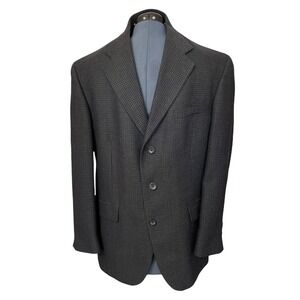 Vintage OSCAR DE LA RENTA Sport Coat Men's 42 Short Grey‎ Houndstooth 100% Wool